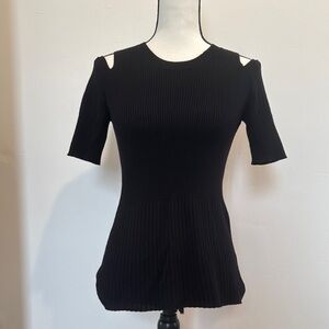 Designer Fuzzi Black Cut-Out Shoulder Top
